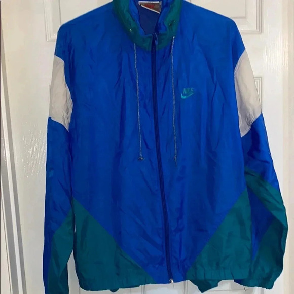 Rare vintage Nike 80s 90s windbreaker jacket with hood size large - Picture 1 of 10